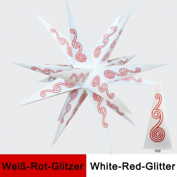 Ertsatzarm Leipziger Sterne 42 cm Weiß-mit rotem Glitzer