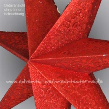 Preview: Laserstern rot Glitzer mit Hinterlegung - Ø ca. 60 cm