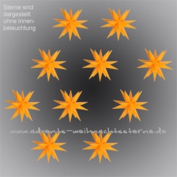 Preview: 10 x Leipziger Advents- und Weihnachtsstern Orange - Ø ca. 13 cm - mit LED - für AUßEN & INNEN