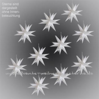 Preview: 10 x Leipziger Advents- und Weihnachtsstern Weiß - Ø ca. 13 cm - mit LED - für AUßEN & INNEN