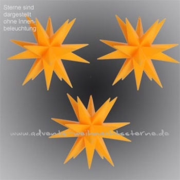 Preview: 3 x Leipziger Advents- und Weihnachtsstern Orange - Ø ca. 13 cm - mit LED - für Innen