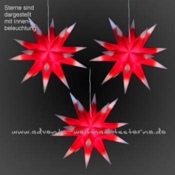 3 x Leipziger Advents- und Weihnachtsstern Rot/Weiß - Ø ca. 13 cm - mit Trafo - für Innen