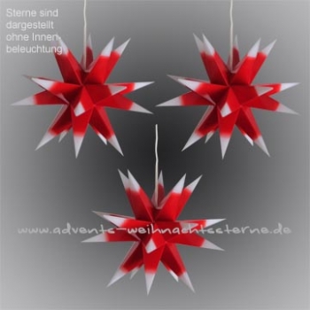 Preview: 3 x Leipziger Advents- und Weihnachtsstern Rot/Weiß - Ø ca. 13 cm - mit Trafo - für Innen