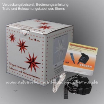 Preview: 3 x Leipziger Advents- und Weihnachtsstern Rot/Weiß - Ø ca. 13 cm - mit Trafo - für Innen