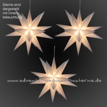 3 x Leipziger Advents- und Weihnachtsstern Weiß - Ø ca. 13 cm - mit Trafo - für Innen