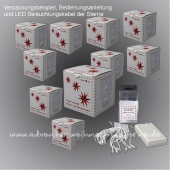 Preview: 10 x Leipziger Advents- und Weihnachtsstern Weiß - Ø ca. 13 cm - mit LED - für AUßEN & INNEN
