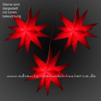 3 x Leipziger Advents- und Weihnachtsstern Rot - Ø ca. 13 cm - mit 5x1 LED - für AUßEN