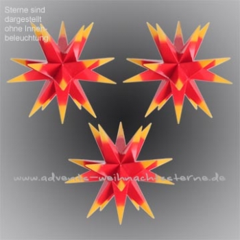Preview: 3 x Leipziger Advents- und Weihnachtsstern Rot/Orange - Ø ca. 13 cm - mit 5x1 LED - für Außen