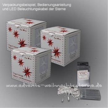 Preview: 3 x Leipziger Advents- und Weihnachtsstern Rot/Weiß - Ø ca. 13 cm - mit 5x1 LED - für Außen