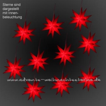 10 x Leipziger Advents- und Weihnachtsstern Rot - Ø ca. 13 cm - mit LED - für AUßEN
