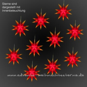 10 x Leipziger Advents- und Weihnachtsstern Rot/Orange - Ø ca. 13 cm - mit LED - für AUßEN