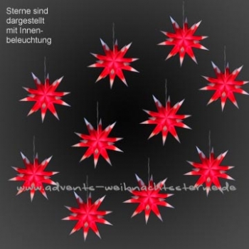 10 x Leipziger Advents- und Weihnachtsstern Rot/Weiß - Ø ca. 13 cm - mit LED - für AUßEN