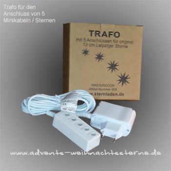 Trafo Innen (Model 2015 ) mit 5 Fach Verteiler - für Betrieb von max. 5 Leipziger 13cm Sternen