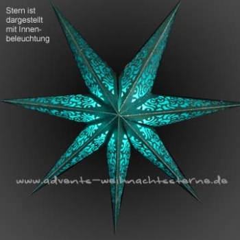 Laserstern türkies Glitzer mit Hinterlegung - Ø ca. 60 cm