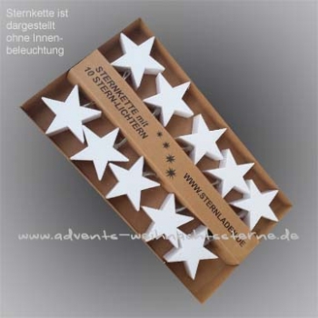 Sternkette Weiß mit 10 beleuchteten Sternen - für Innen