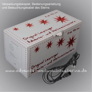 Leipziger Stern rot-weiß-silber Schnecke - Ø ca. 42 cm
