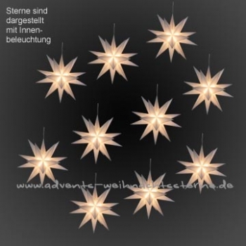 10 x Leipziger Advents- und Weihnachtsstern Weiß - Ø ca. 13 cm - mit LED - für AUßEN & INNEN
